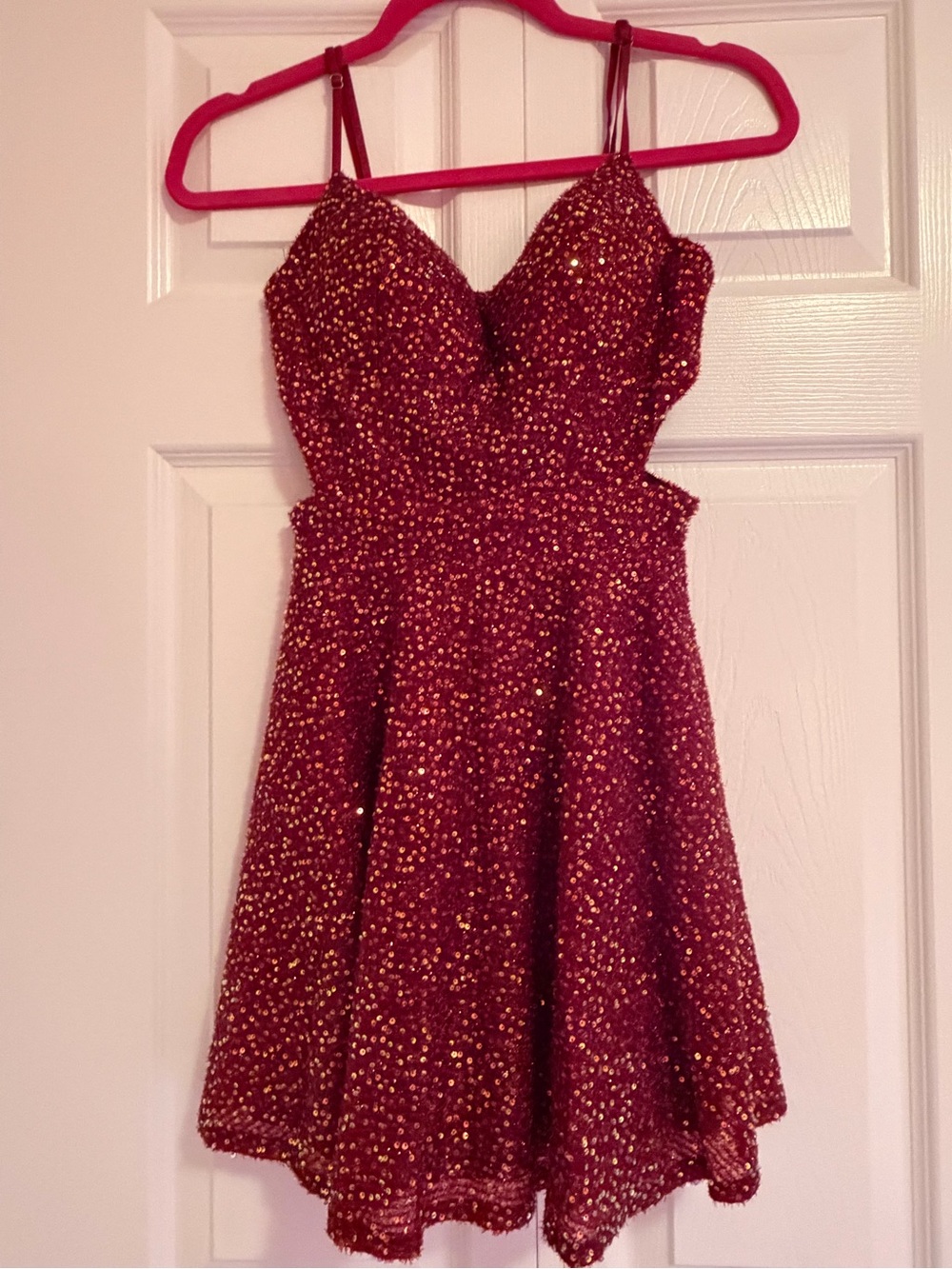 privy Wine Red Sequin Mini Dress